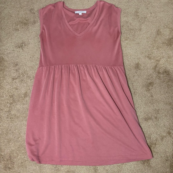 LOFT Dresses & Skirts - LOFT Dress Womens Size Small Cinch Waist Sleeveless Coral Modal Mini Pockets